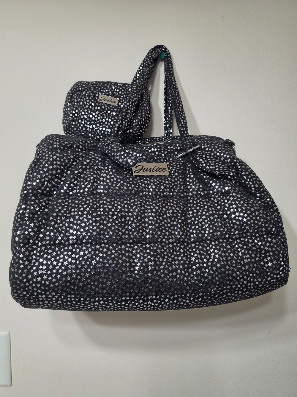 Justice Black Star-Print Quilted Tote Bag